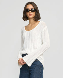 Olivia | Leah Ribbed Scoop-Neck Sweater in Size Small