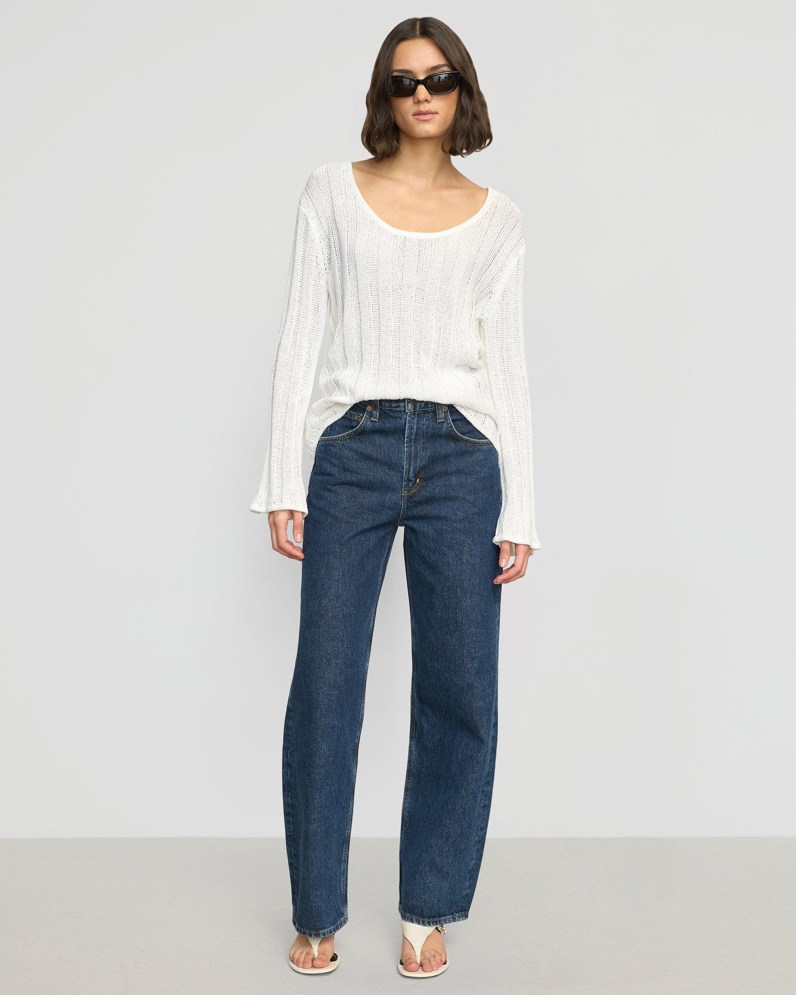 Olivia | Leah Ribbed Scoop-Neck Sweater in Size Small