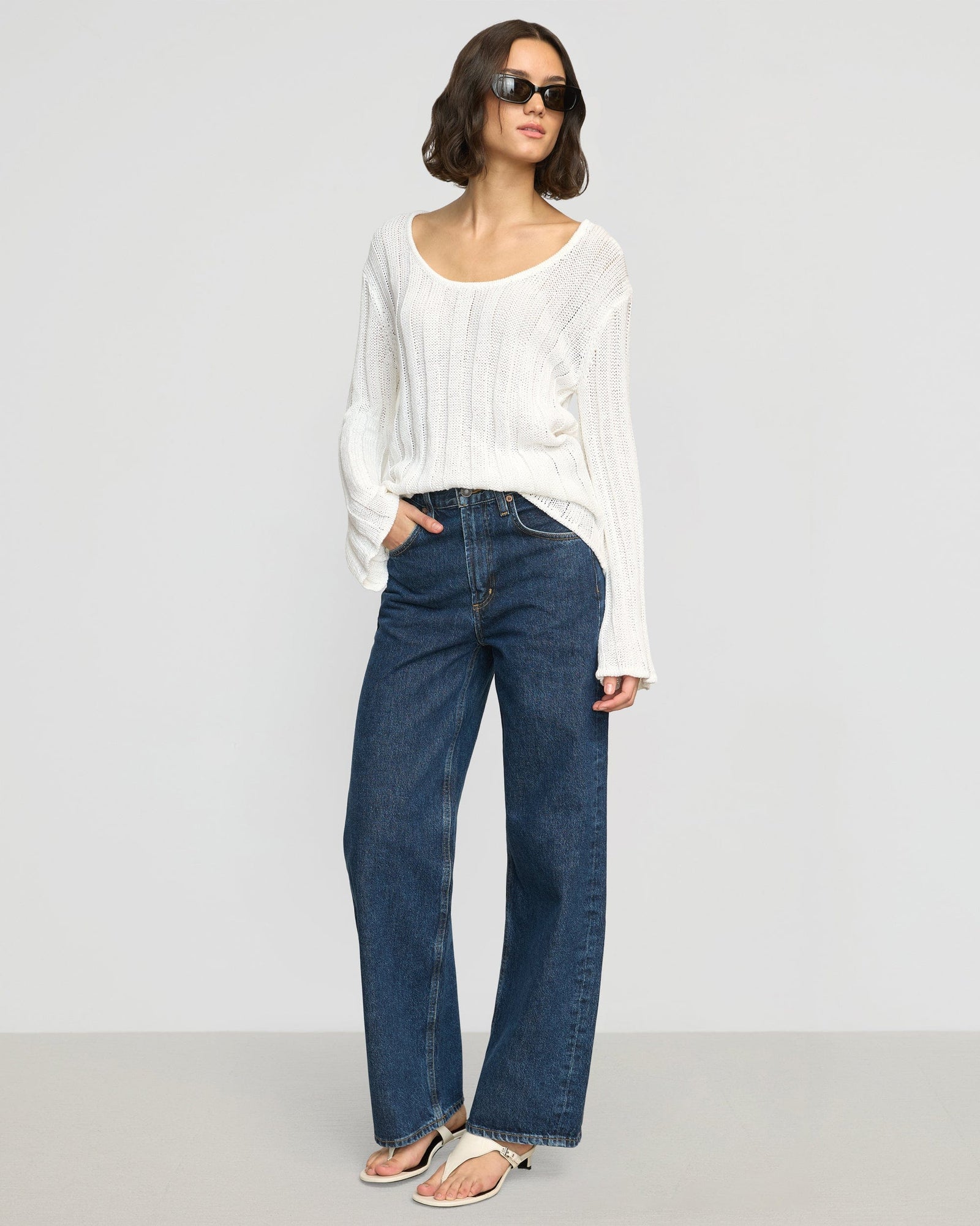 Olivia | Leah Ribbed Scoop-Neck Sweater in Size Small