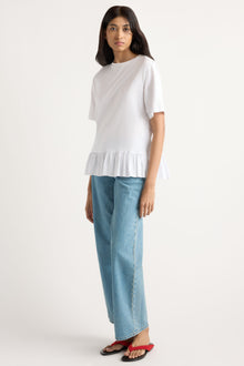 Arya | Leonie Organic Cotton Ruffled Tunic Tee in Size Small