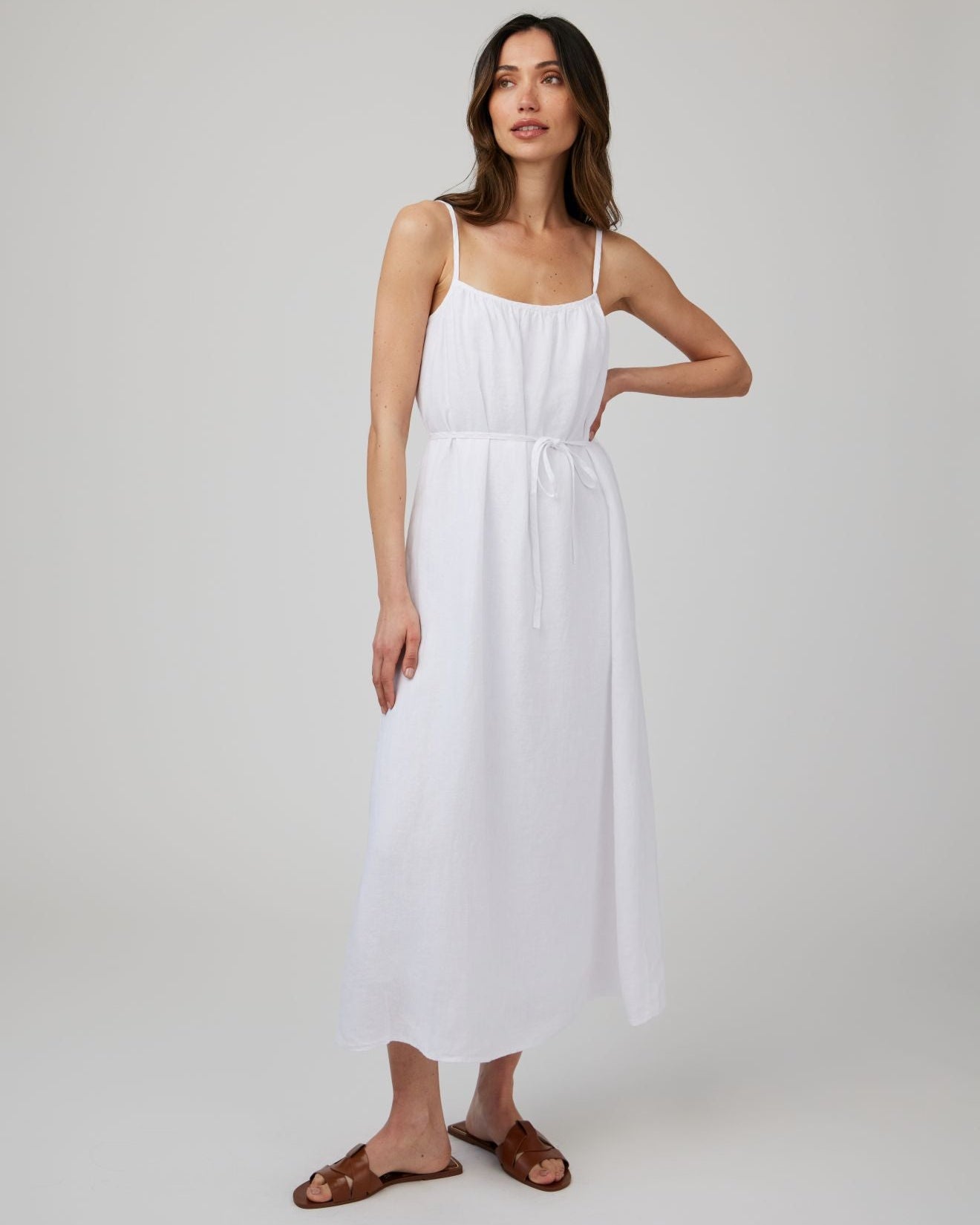 Shirred Cami Maxi Dress | White