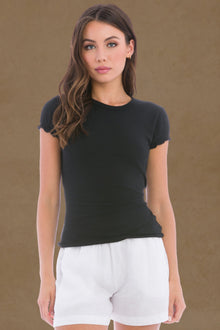 Women | Short Sleeve Ruched Back Tee | Black