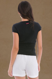 Women | Short Sleeve Ruched Back Tee | Black