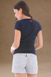 Women | Short Sleeve Ruched Back Tee | Past Midnight