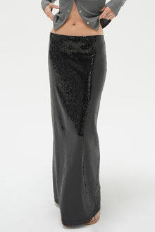 Women | Elettra Sequin Column Skirt | Black Sequin