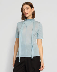 Helena | Lucine Scarf-Neck Semi Sheer Tencel Tee in Size Small 