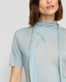 Helena | Lucine Scarf-Neck Semi Sheer Tencel Tee in Size Small 