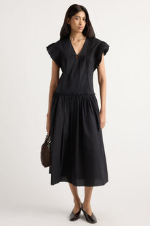 Arya  |  Margaux Ruffle-Sleeve Pleated Dress in Size Small in Size Small