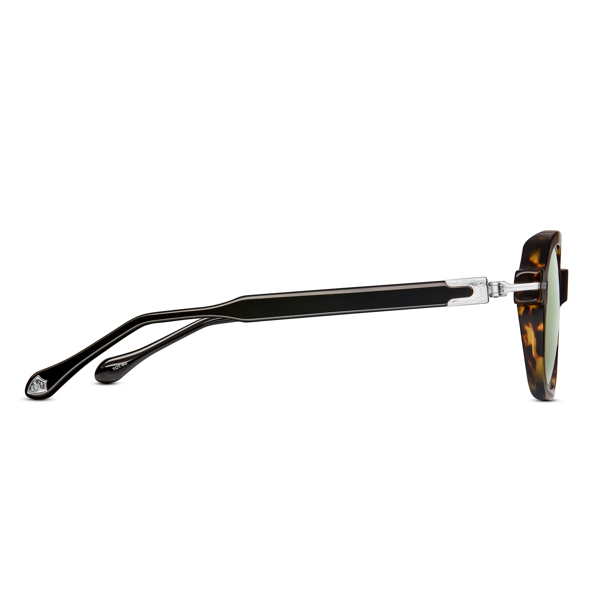 M2051 Square Sunglass | Tokyo Tortoise - Brushed Silver | Sage Green Lenses | 48M