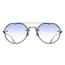 Unisex | M3121 Geometric Optical | Navy/Antique Gold | Light Blue Tint Lens | 53MM