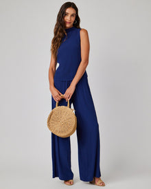 Mock Neck Top | Navy Coast