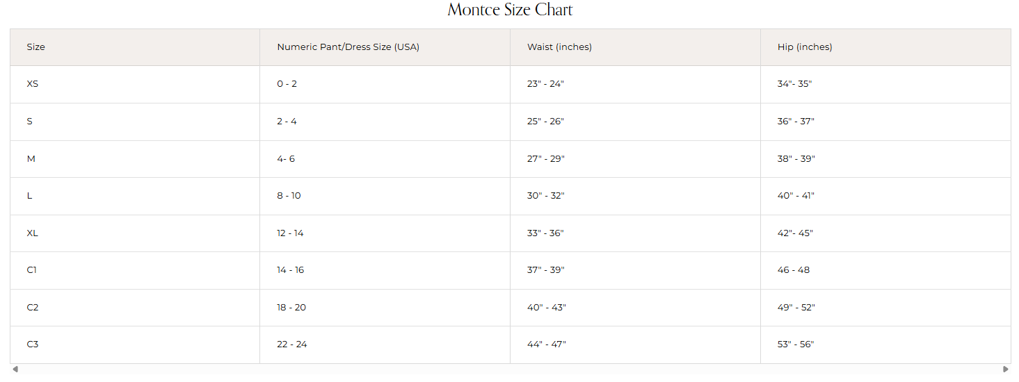 Product size guide