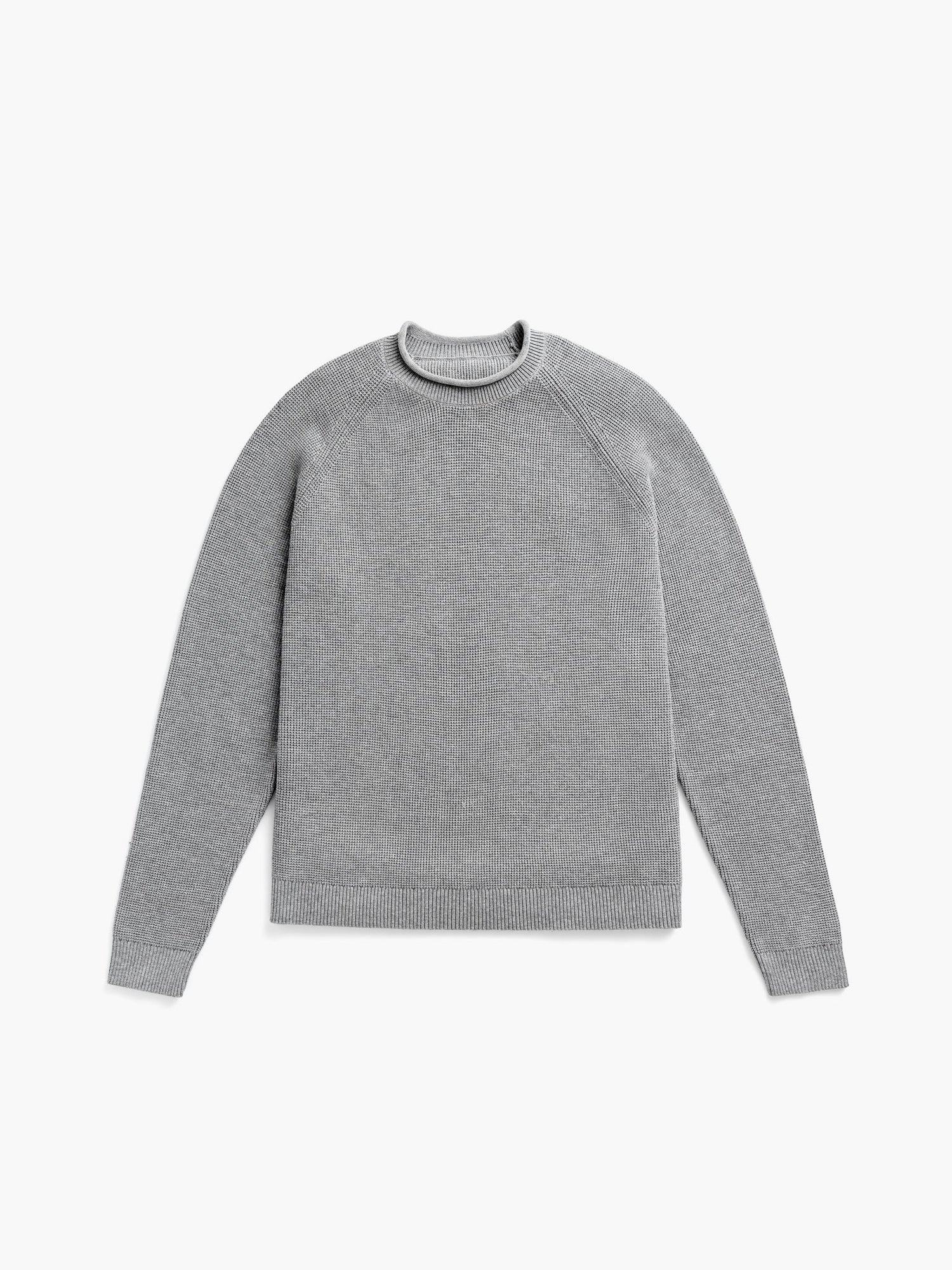 Men's Atlas Waffle Roll Neck Sweater - Grey Heather