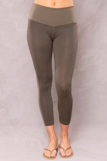 Women | Mini Tonal Stripe High Waist Tonal Legging | Olive