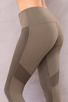 Women | Mini Tonal Stripe High Waist Tonal Legging | Olive