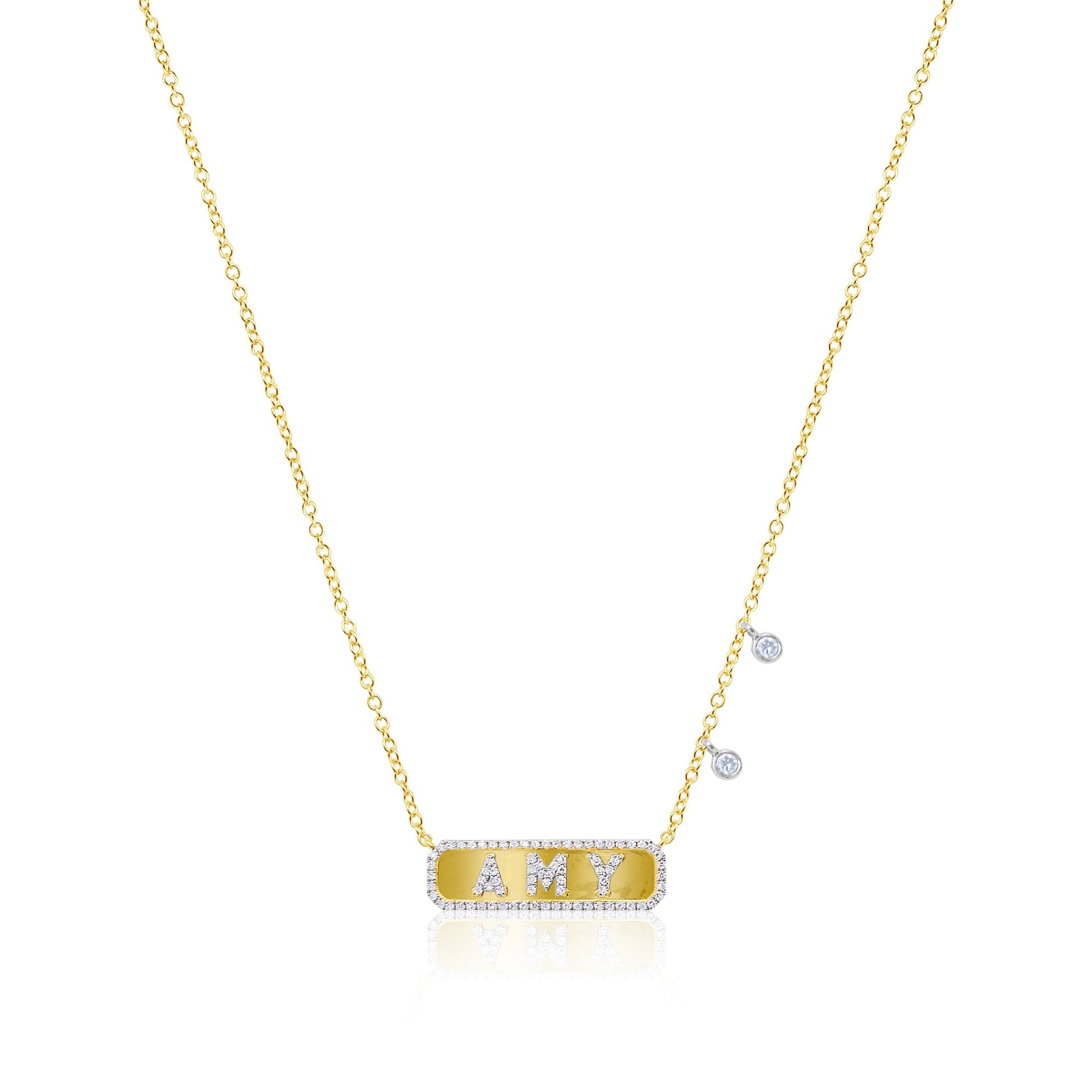 Amy | Gold Diamond Nameplate Necklace | Two Tone
