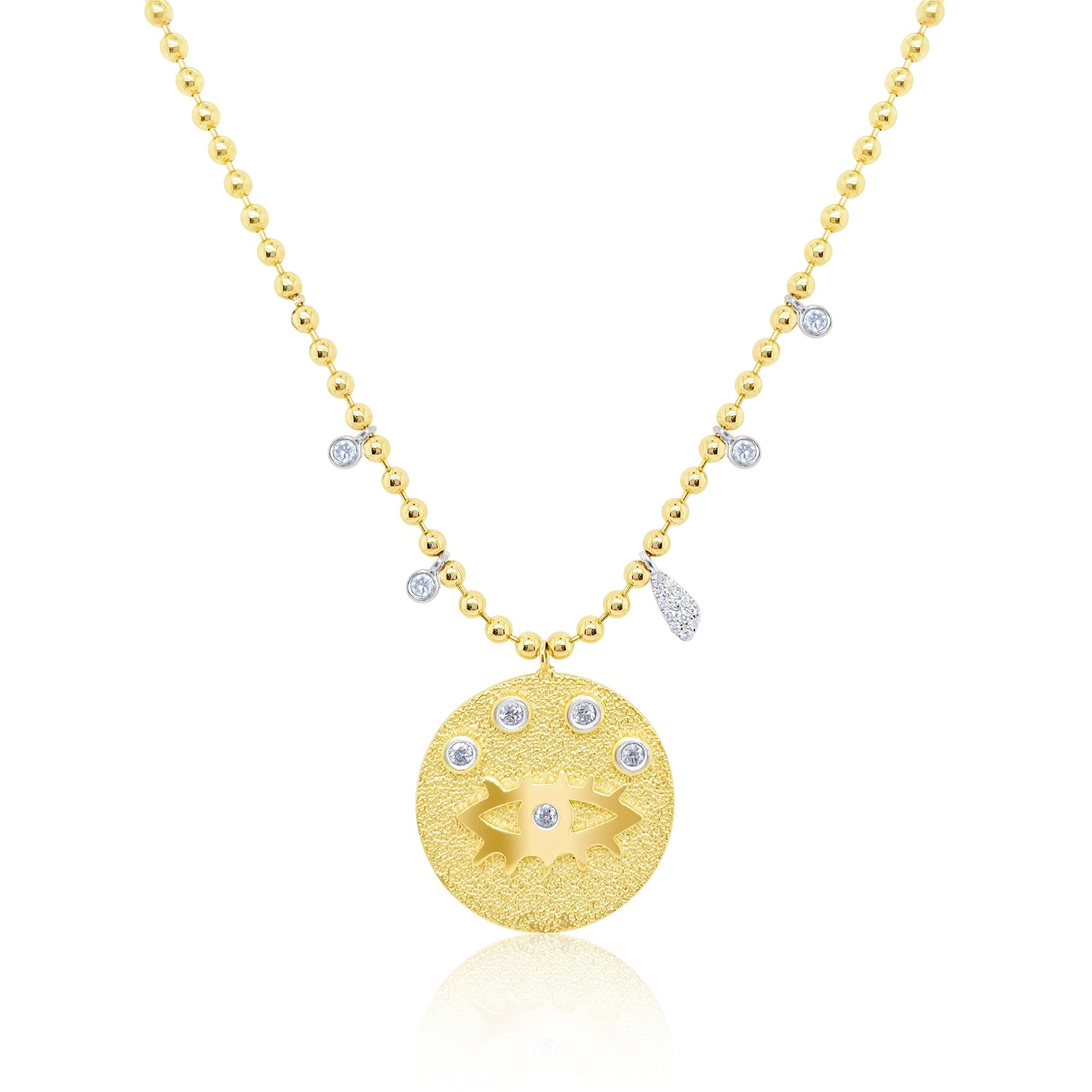 14Kt Yellow Gold Evil Eye Diamond Necklace | Yellow Gold