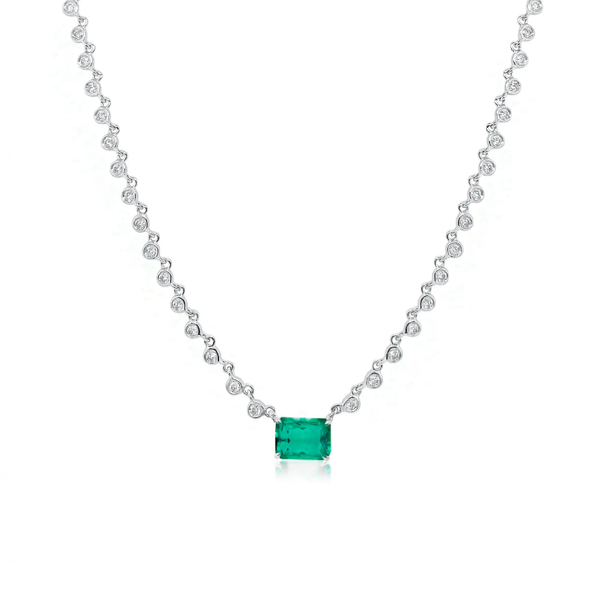 White And Yellow Gold Lab Grown Emerald Necklace | Yellow Gold
