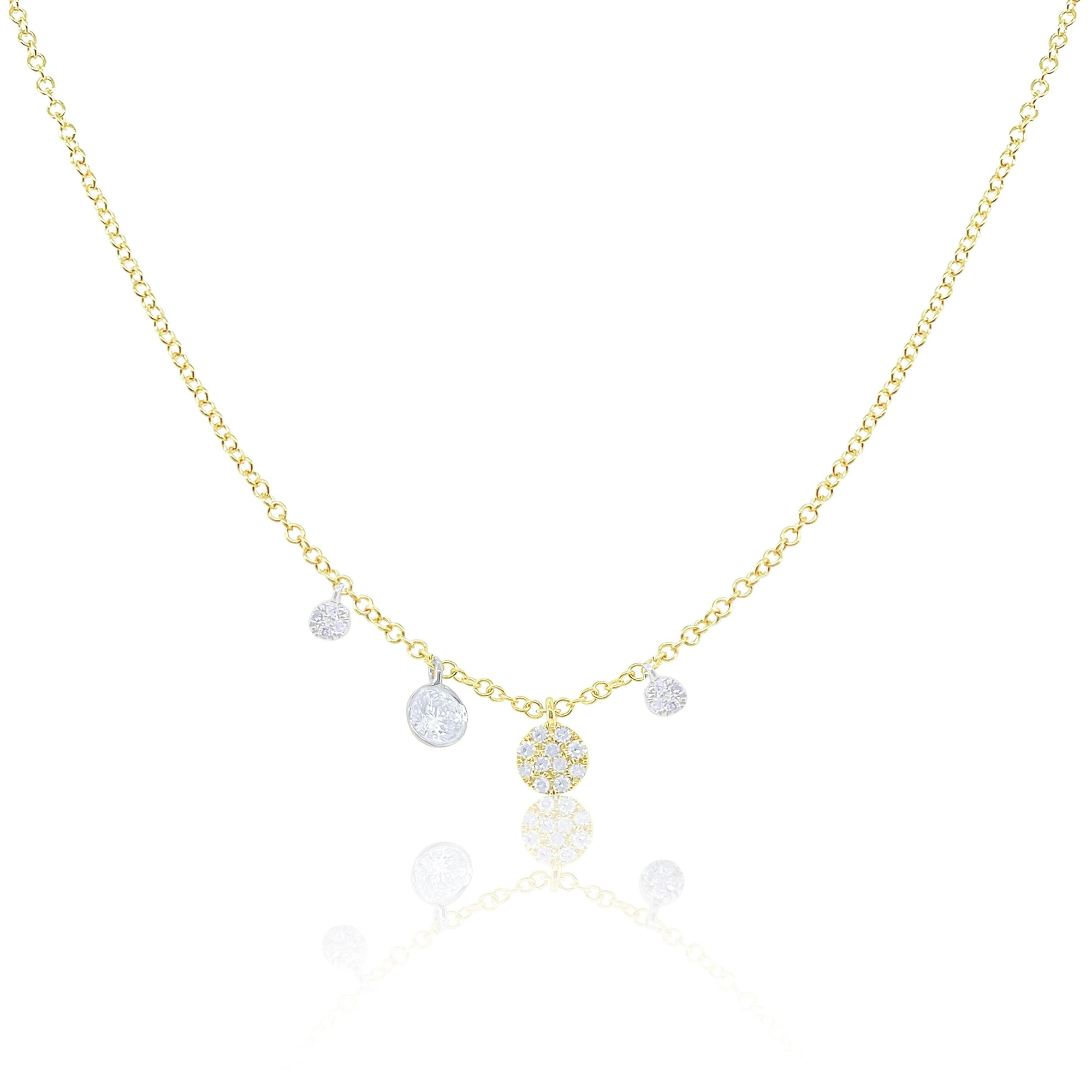 14kt Yellow Gold Diamond Bezel Disc Charm Necklace | Yellow Gold