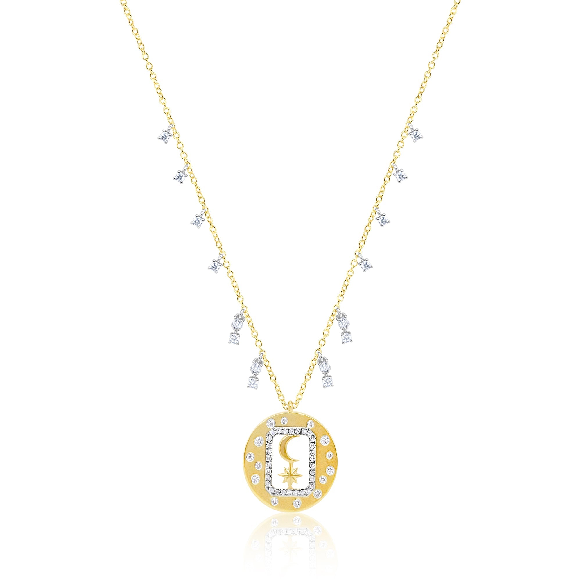 14Kt Yellow Gold Celestial Necklace With Diamond Accents | Yellow Gold