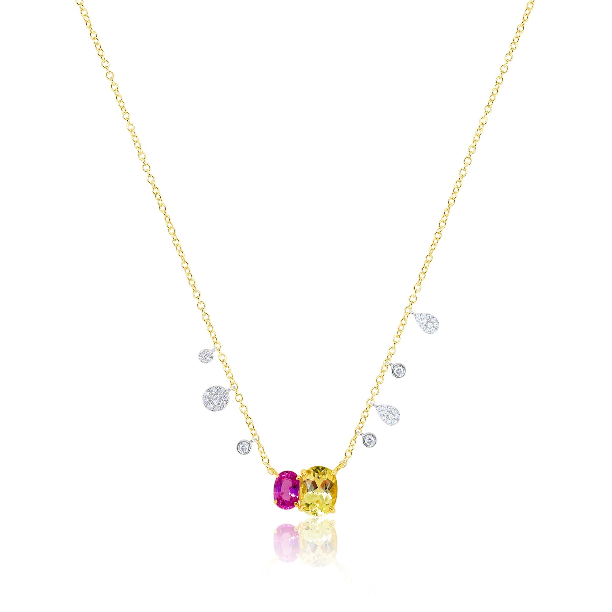 Pink Sapphire And Amblygonite Necklace | Gold