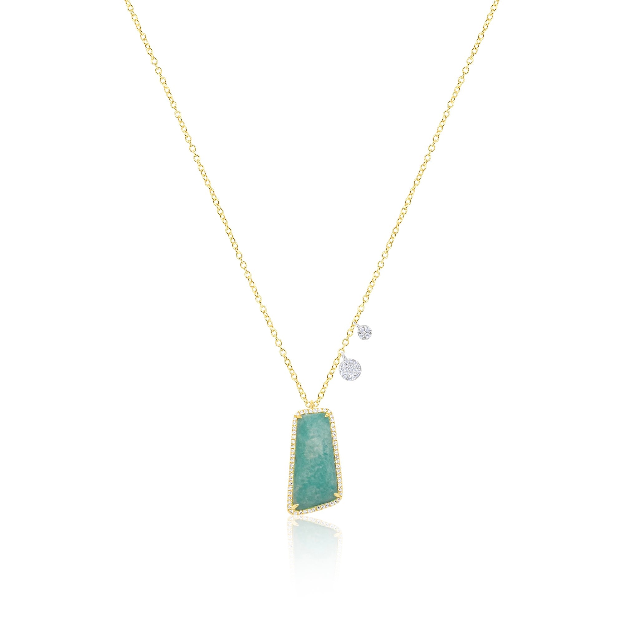 Yellow Gold Amazonite Diamond Necklace | Yellow Gold