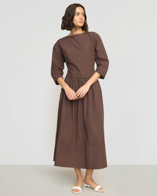 Olivia | Natalia Cotton Ruched-Detail Dress in Size Small