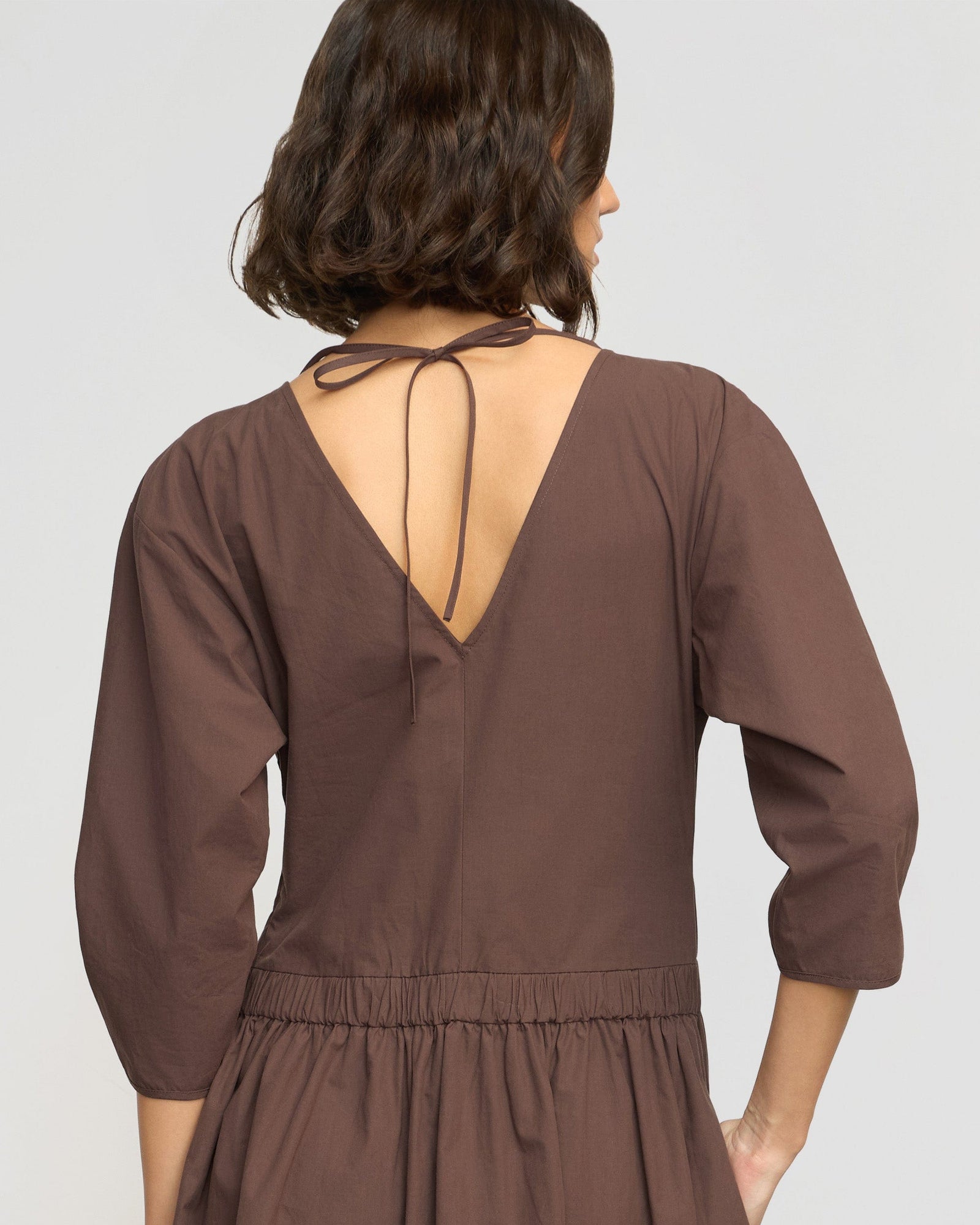 Olivia | Natalia Cotton Ruched-Detail Dress in Size Small