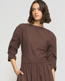 Olivia | Natalia Cotton Ruched-Detail Dress in Size Small