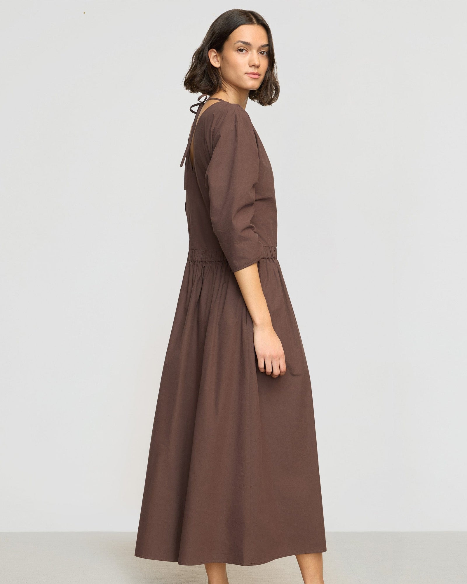 Olivia | Natalia Cotton Ruched-Detail Dress in Size Small