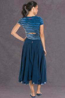 Women | Nautical Stripe Drape Back Tee | Diagonal Rainbow Horizon 6