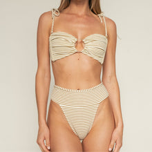 Women | Tori Ties Bandeau Bikini Top | Neutral Stripe