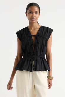 Isilda | Norah Tie-Front Organic Cotton Blouse in Size Extra Small