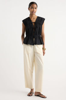 Isilda | Norah Tie-Front Organic Cotton Blouse in Size Extra Small