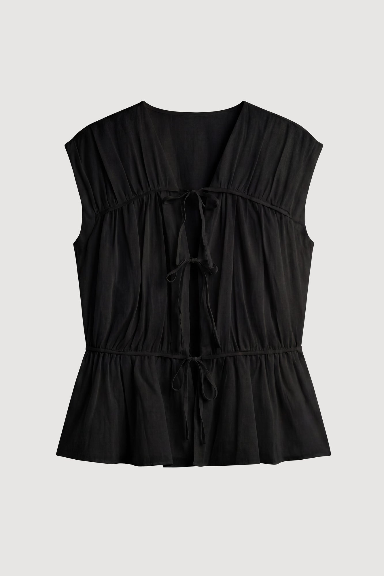 Isilda | Norah Tie-Front Organic Cotton Blouse in Size Extra Small - Flat
