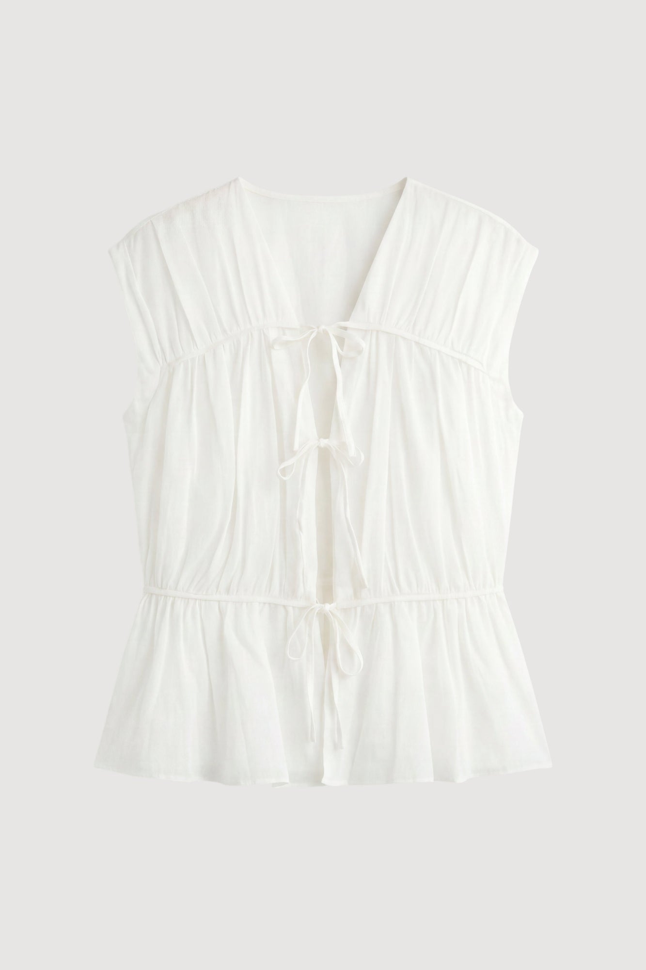 Aya | Norah Tie-Front Organic Cotton Blouse - Flat