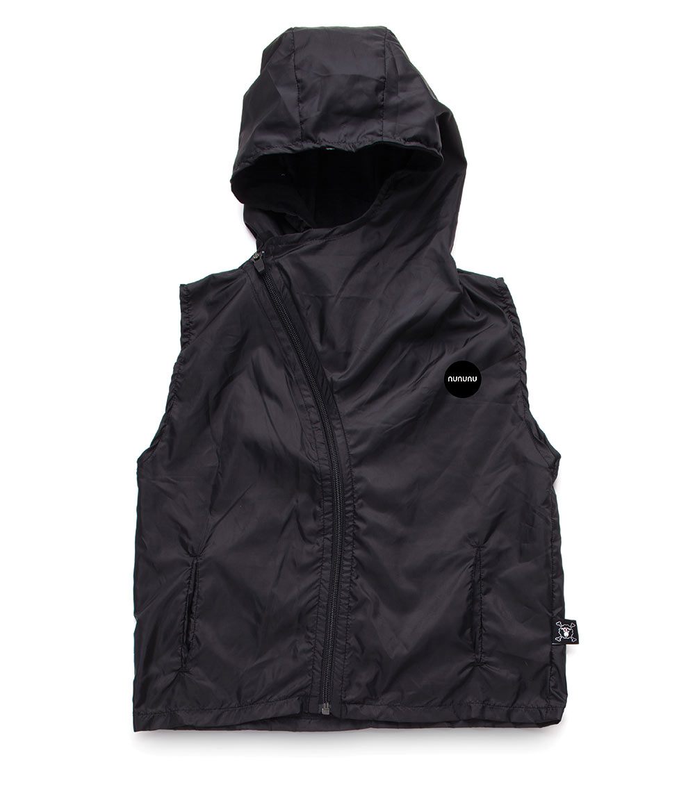 Kid | Nylon Hooded Vest | Black