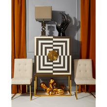 giant brass orb op art bar goldfinger dining chairs - styled view