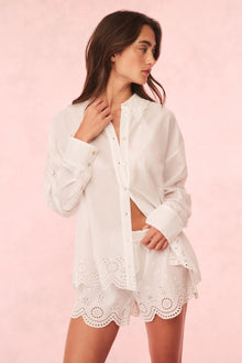Orsay Cotton Eyelet Button Down Blouse | Optic White