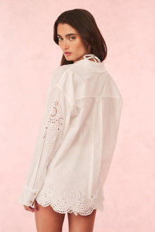 Orsay Cotton Eyelet Button Down Blouse | Optic White