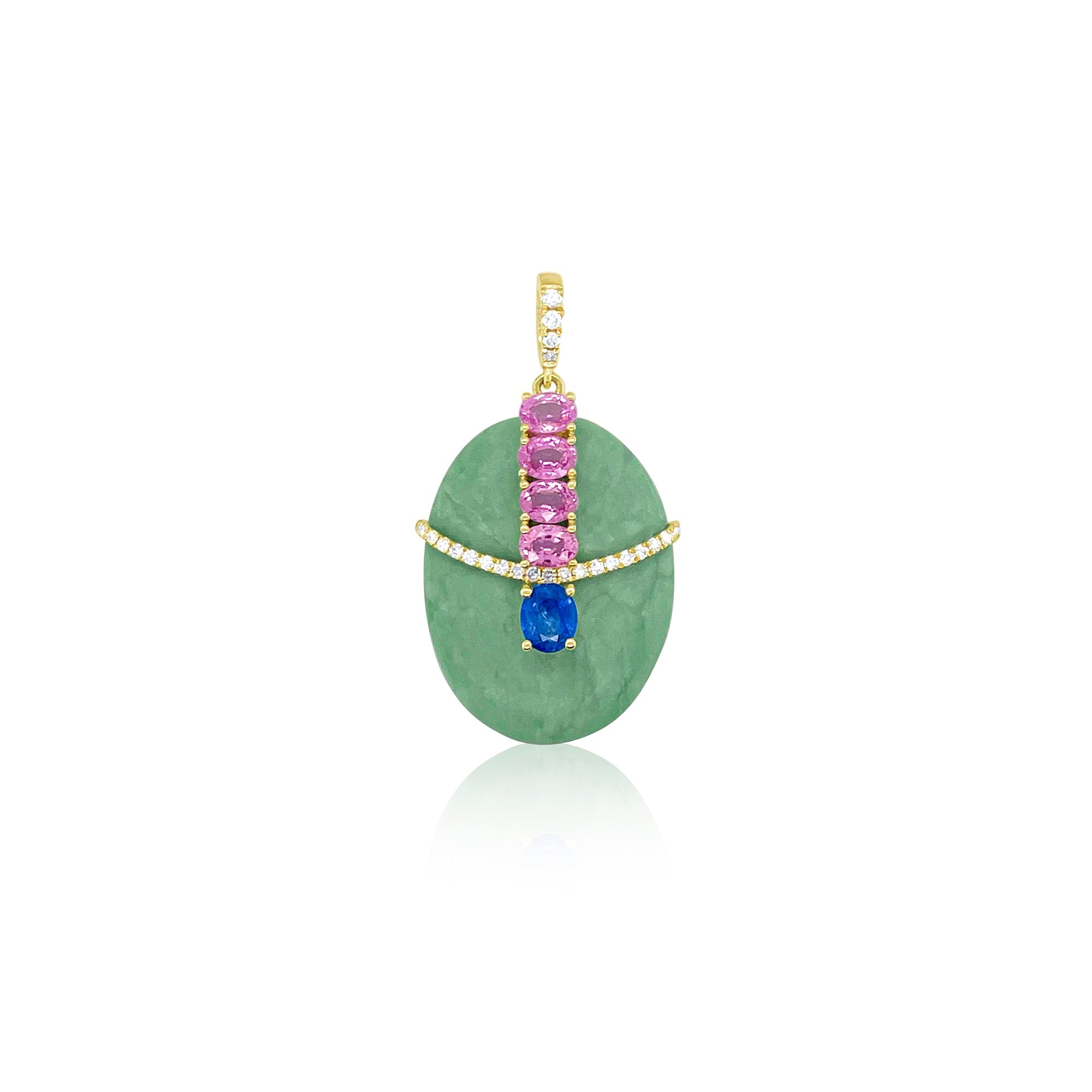 Yellow Gold Chrysoprase Diamond Sapphire Charm | Yellow Gold