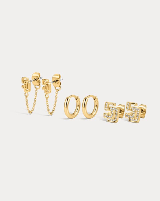Bijoux Sport by Luv Aj MLB Logo Chain Link Earring Set | San Diego Padres | Gold