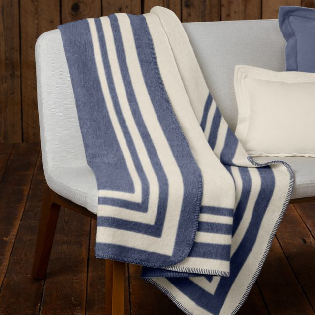 Montauk Throw | Denim Blue/Ivory