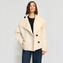 Pascia Collared Canvas Peacoat | Natural Cream