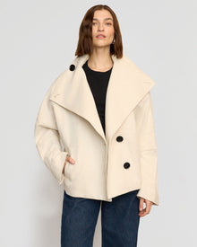 Helena | Pascia Collared Canvas Peacoat in Size Small