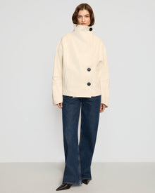 Helena | Pascia Collared Canvas Peacoat in Size Small 