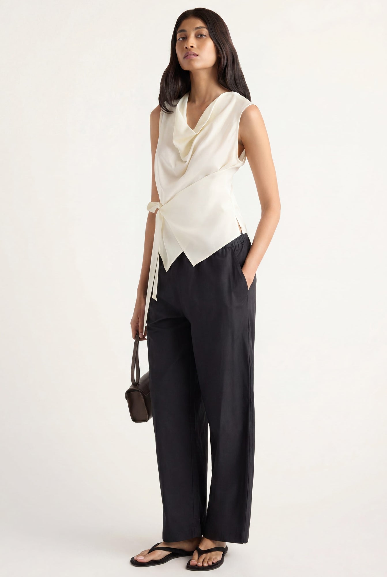 Arya | Paula Stretch-Waist Organic Cotton Pant in Size Small