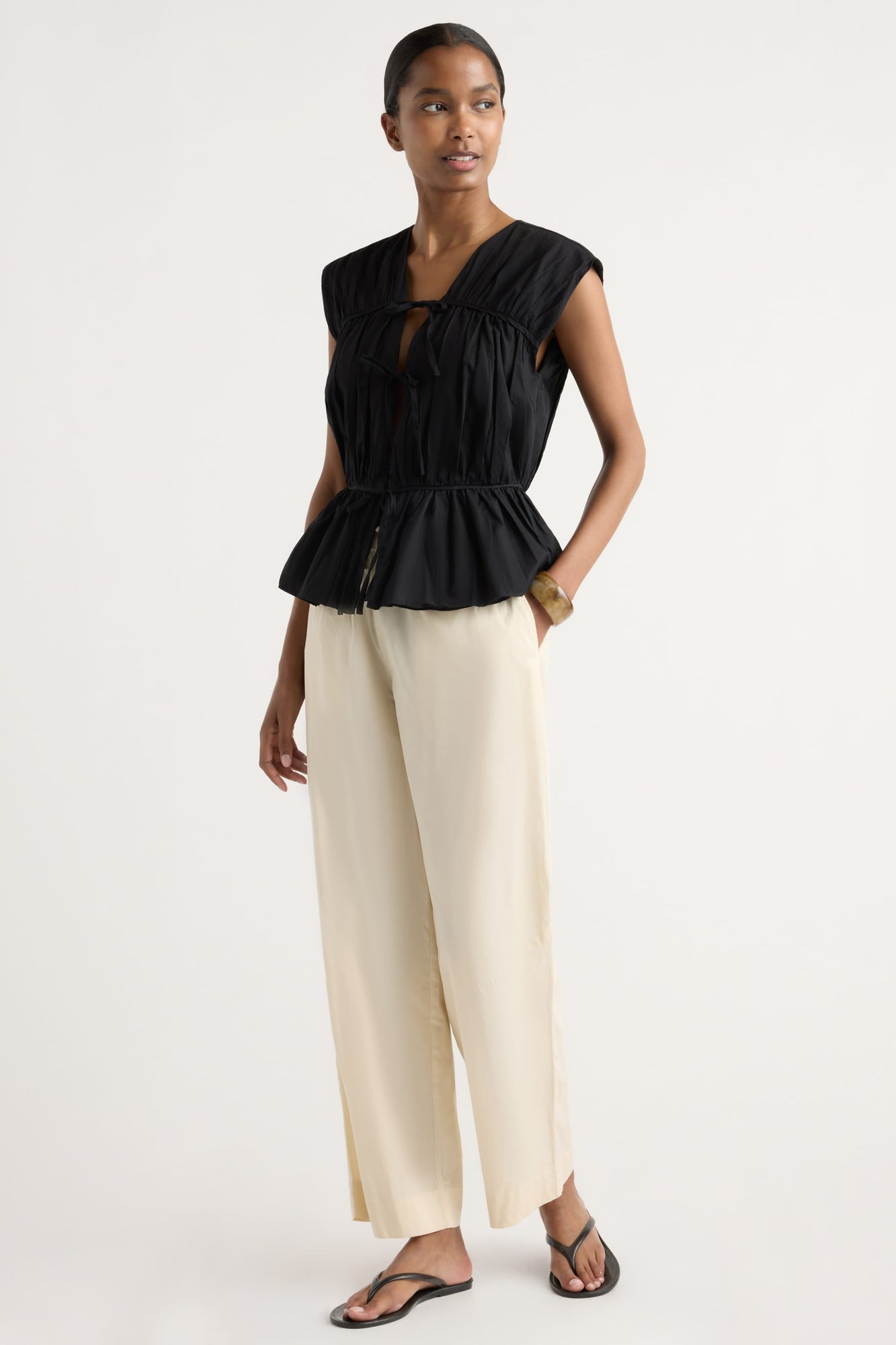 Isilda | Paula Stretch-Waist Organic Cotton Pant in Size Extra Small