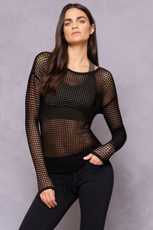 Women | Crochet Mesh Top | Black