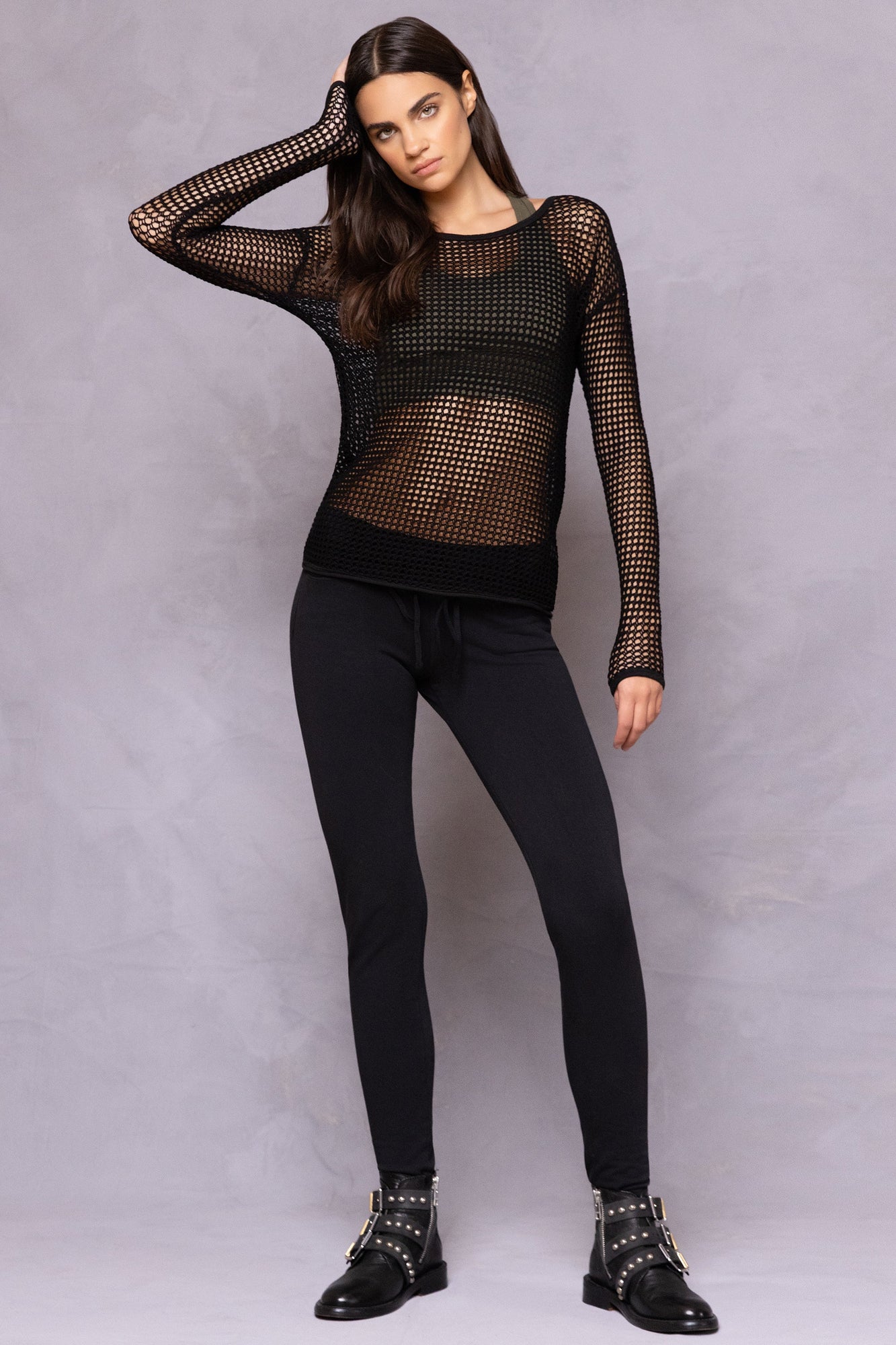 Women | Crochet Mesh Top | Black